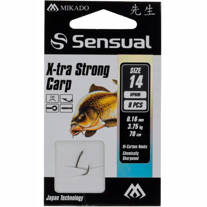 Mikado haczyki 14 Sensual X-TRA STRONG CARP DB z przyponem