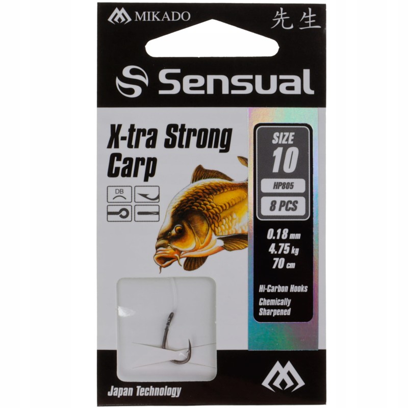 Mikado haczyki 10 Sensual X-TRA STRONG CARP DB z przyponem