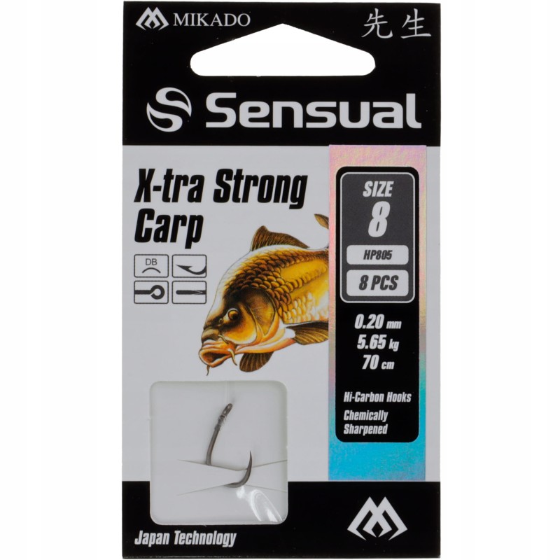 Mikado haczyki 8 Sensual X-TRA STRONG CARP DB z przyponem
