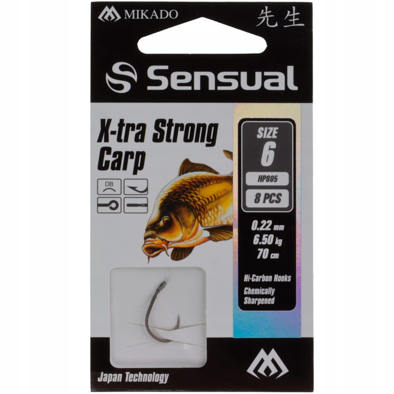 Mikado haczyki 6 Sensual X-TRA STRONG CARP DB z przyponem