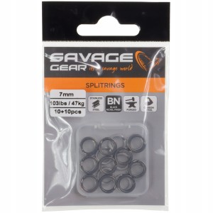 Savage Gear SPLIT RINGS 7 mm 47 kg kółka łącznikowe 20 sztuk