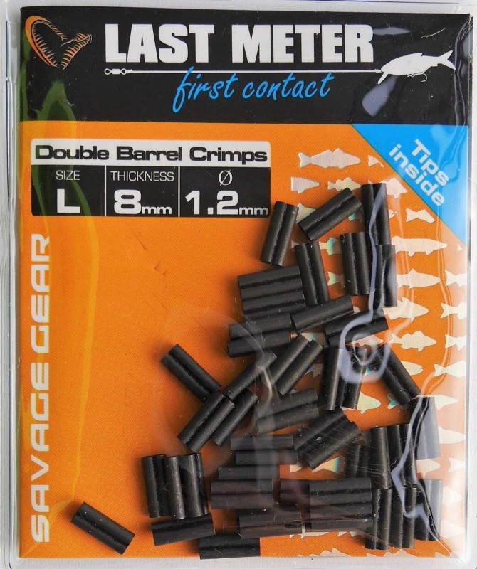 Savage Gear DOUBLE BARREL CRIMPS 1,2 x 8 mm podwójne zaciski tulejki 50szt
