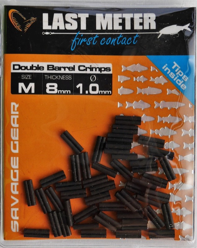 Savage Gear DOUBLE BARREL CRIMPS 1,0 x 8 mm podwójne zaciski tulejki cybanty