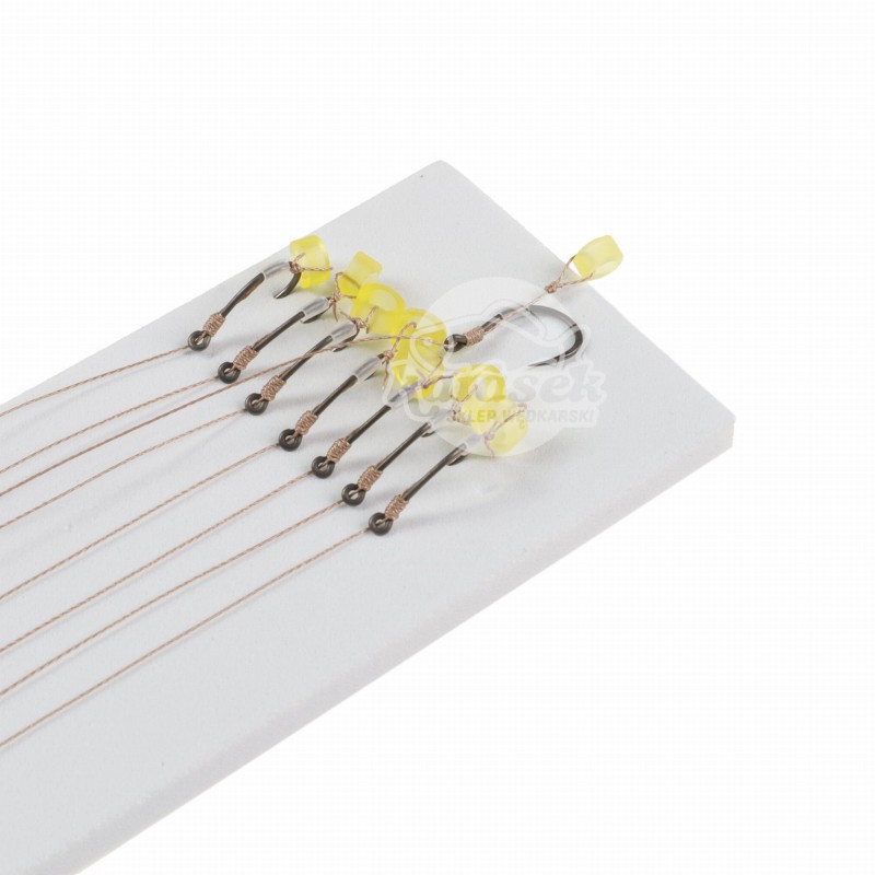 Mikado haczyki 10 BEZZADZIOROWE MF13 z przyponem gumka plecionka Method Feeder