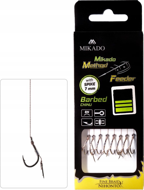 Mikado haczyki 14 CHINU z przyponem igła bagnet plecionka Method Feeder