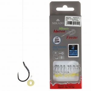 Mikado haczyki 4 BEZZADZIOROWE MF13B z przyponem gumka żyłka