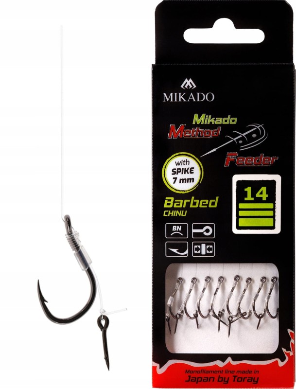 Mikado haczyki 14 CHINU z przyponem Method Feeder igła bagnet żyłka