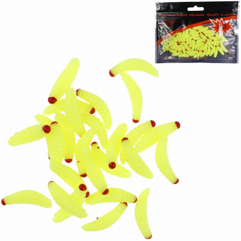 Sztuczny robak żółty 20 mm 50 sztuk