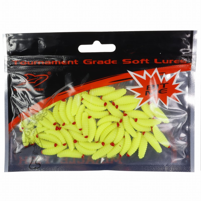Sztuczny robak żółty 20 mm 50 sztuk