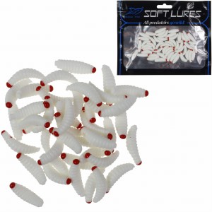 Miracle Fish sztuczny biały robak 20 mm 50 sztuk