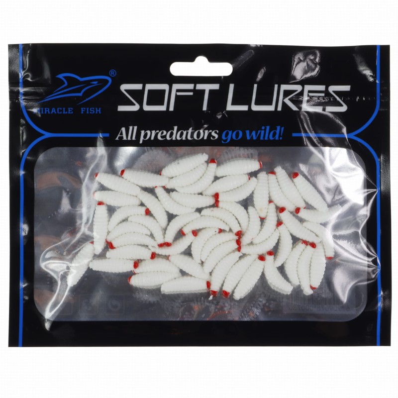 Sztuczny biały robak 20 mm 50 sztuk