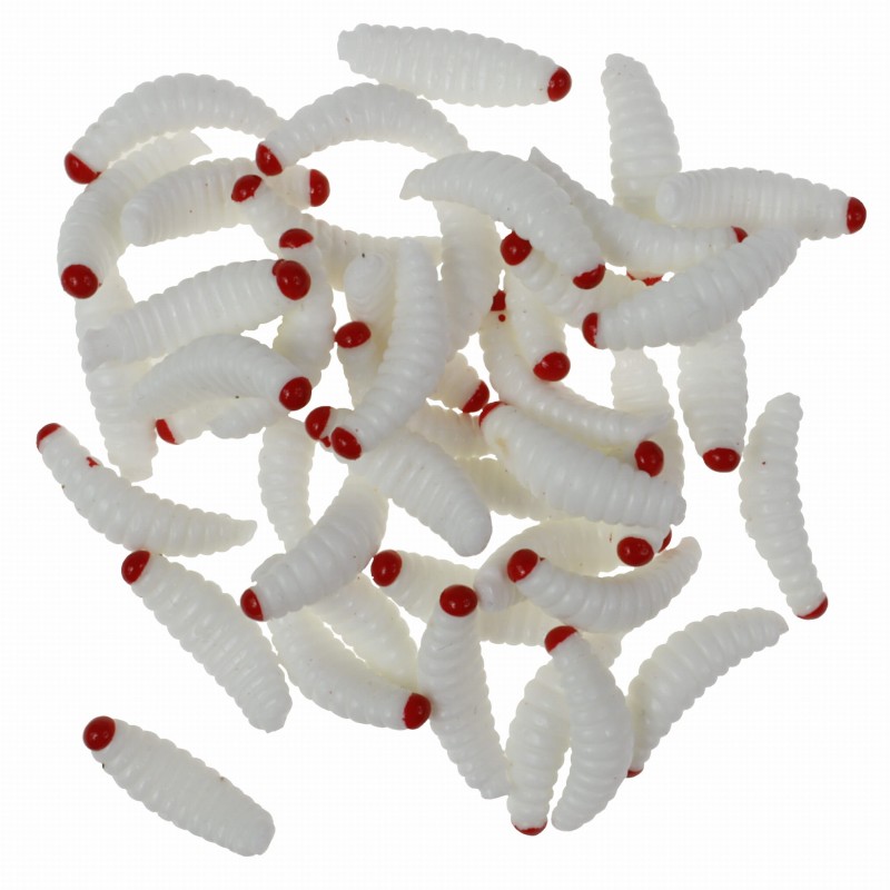 Sztuczny biały robak 20 mm 50 sztuk