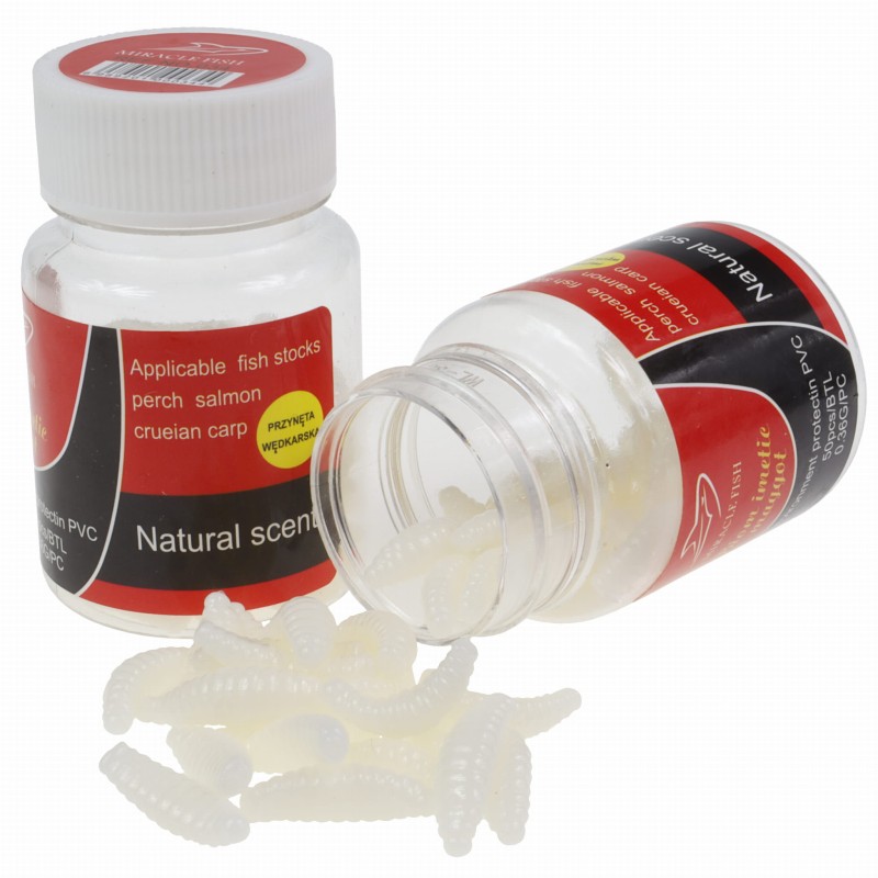 Sztuczny biały robak 20 mm 50 szt