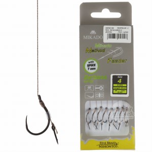 Mikado haczyki 4 BEZZADZIOROWE MF13B z przyponem igła plecionka Method Feeder