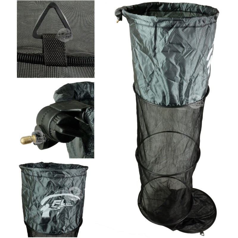 FL siatka wędkarska okrągła 200 x 45 cm z uchwytem na sztycę