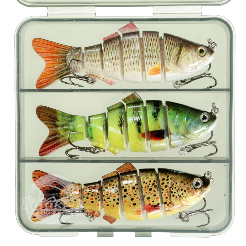 FL zestaw 3 woblerów łamanych tonących 10 cm 20 g + pudełko