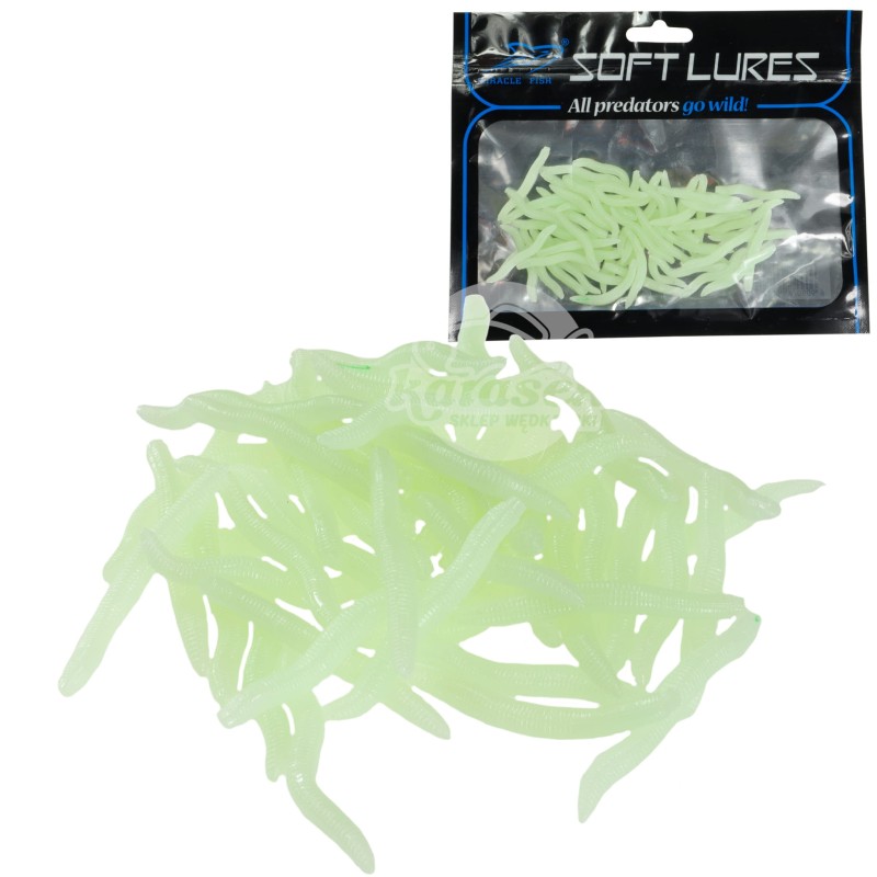 Miracle Fish sztuczny robak FLUO gnojak 30 mm 50 szt świecący