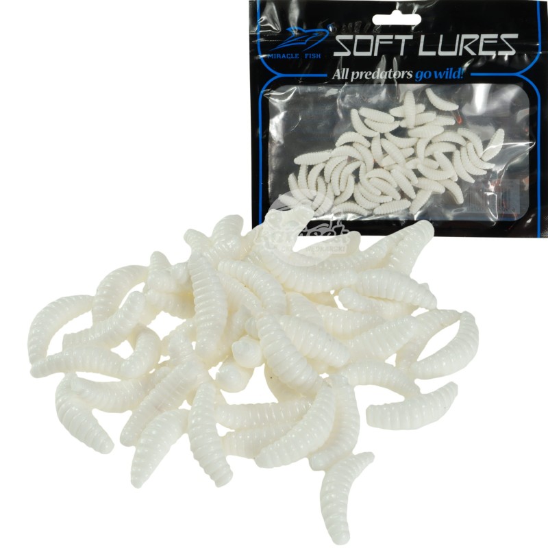 Miracle Fish sztuczny biały robak 20 mm 50 sztuk