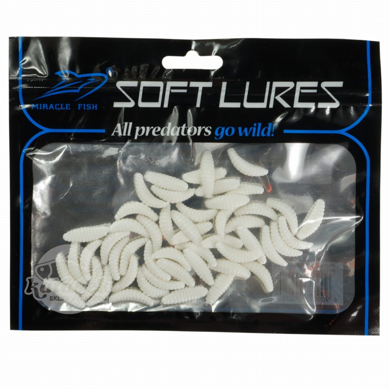 Miracle Fish sztuczny biały robak 20 mm 50 sztuk