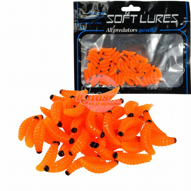 Miracle Fish sztuczny biały robak pomarańczowy 20 mm 50 sztuk