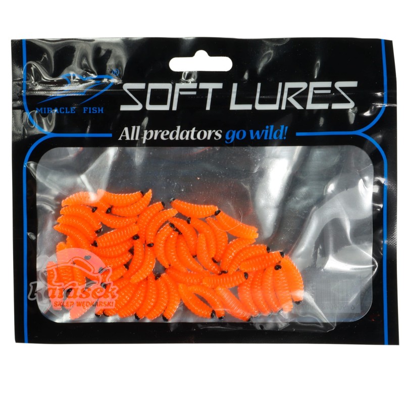 Miracle Fish sztuczny biały robak pomarańczowy 20 mm 50 sztuk