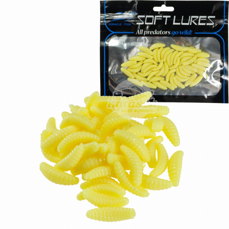 Miracle Fish sztuczny biały robak kremowy 20 mm 50 sztuk