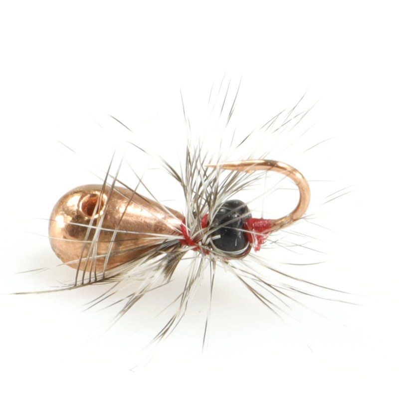 ZHIBO mormyszka wolframowa 16 mm / 1,2 g miedziana z chwostem przynęta podlodowa