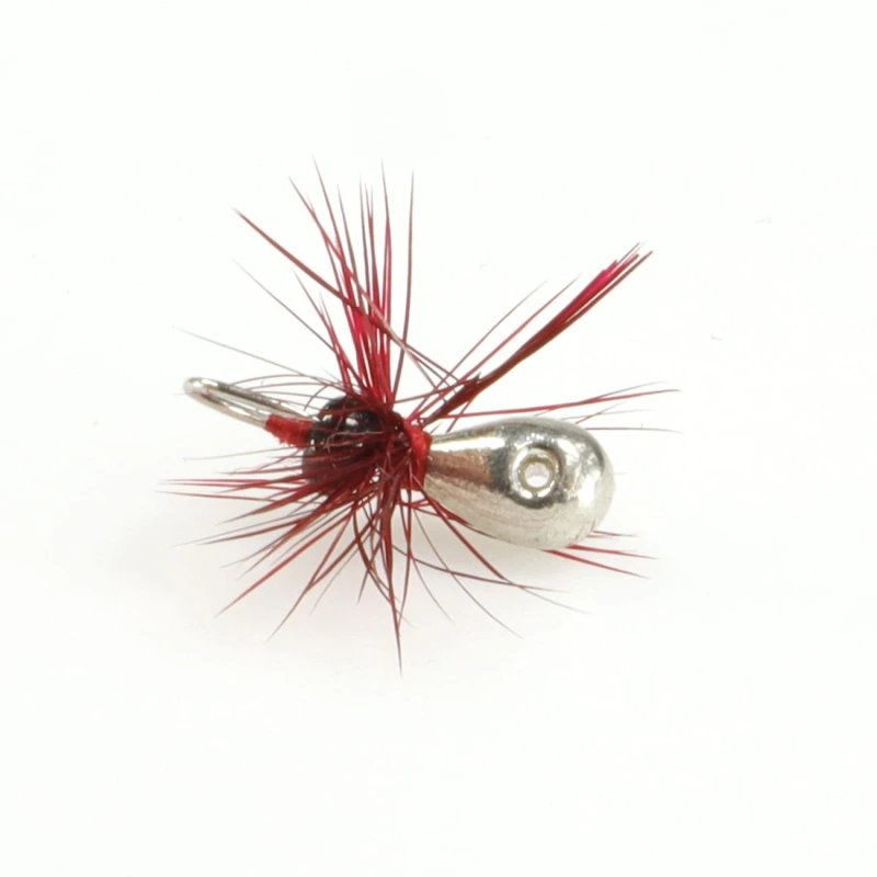 ZHIBO mormyszka wolframowa 16 mm / 1,2 g srebrna z chwostem przynęta podlodowa