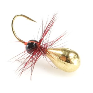 ZHIBO mormyszka wolframowa 16 mm / 1,2 g złota z chwostem przynęta podlodowa