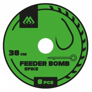 Haczyki bezzadziorowe 12 igła z przyponem 38 cm / 0,18 mm FEEDER BOMB 8szt