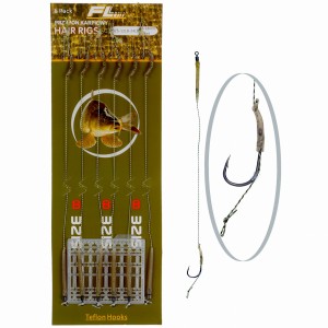 FL przypony karpiowe 22 cm z włosem na plecionce teflonowy hak nr 8