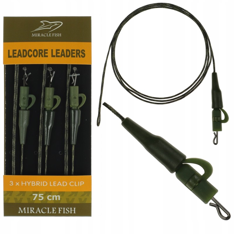 Miracle Fish zestaw Lead Core klips bezpieczny 3 szt 75 cm