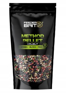 Feeder Bait pellet 4 mm HALIBUT 800 g green & black & red method