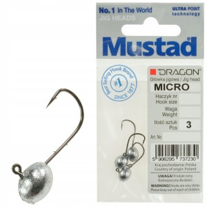 Mustad haczyk główka jigowa MICRO 5,5 g 2 z zadziorami na trzonku 3