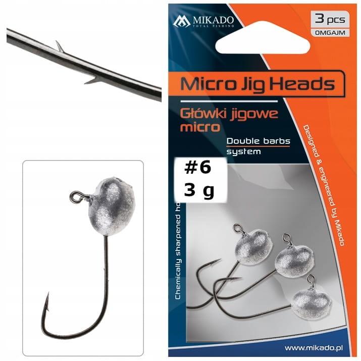 Mikado główki micro jig 3 g hak 6