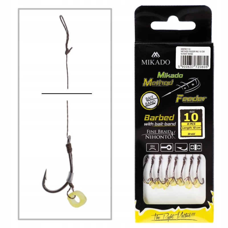Mikado haczyki 10 Maruseigo z przyponem do Method Feeder gumka plecionka