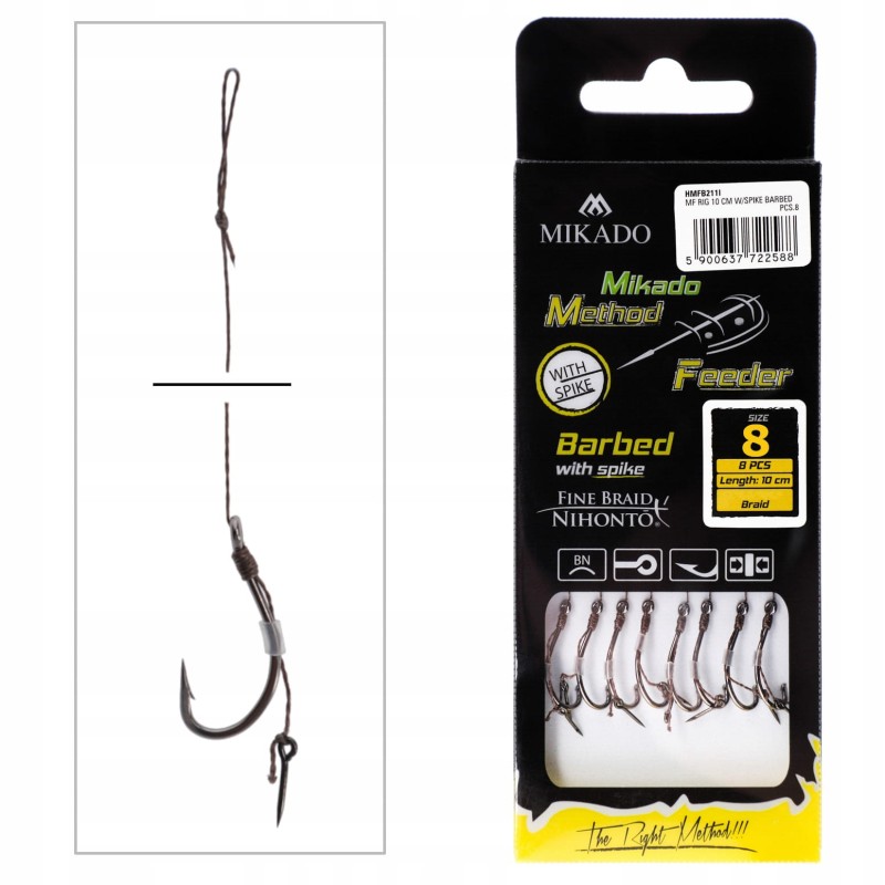 Mikado haczyki 8 Maruseigo z przyponem do Method Feeder igła plecionka