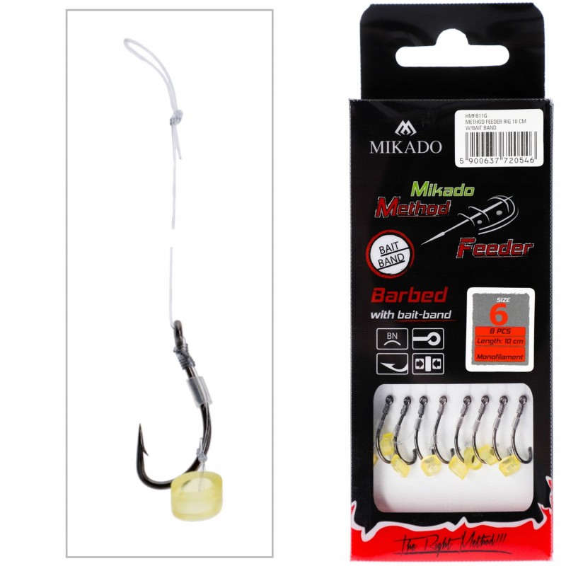 Mikado haczyki 6 Maruseigo z przyponem do Method Feeder gumka żyłka