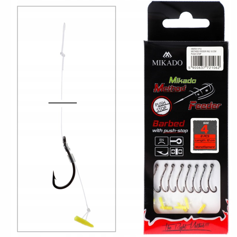 Mikado Haczyki 4 Maruseigo z przyponem do Method Feeder stoper P/S żyłka