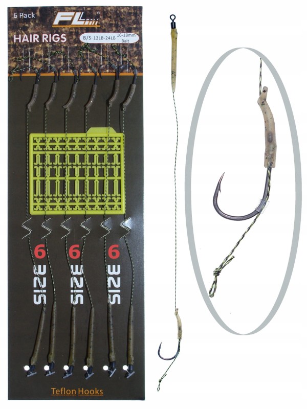 FL przypony włosowe na plecionce HAK 6 teflon stopery do kulek