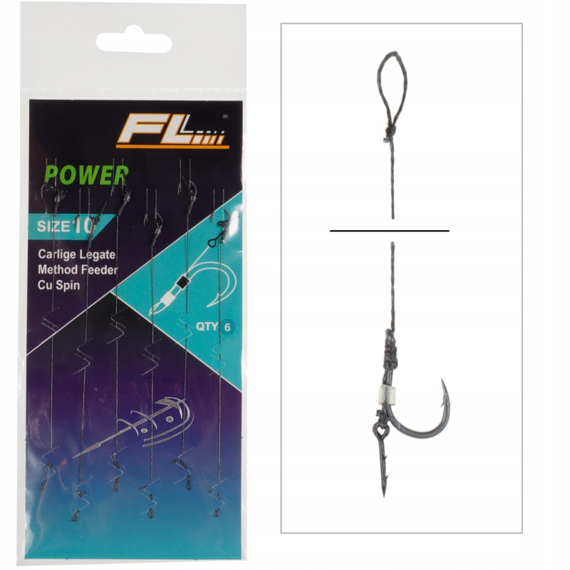 FL haczyki 10 z przyponem do Method Feeder igła plecionka