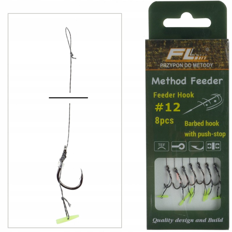 FL haczyki 12 z przyponem do Method Feeder P/S plecionka