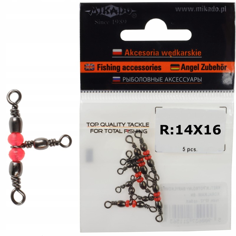 Mikado krętliki potrójne z koralikami rozmiar 14*16 paternoster