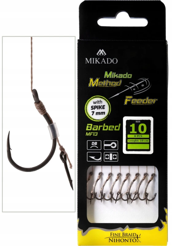Mikado haczyki 10 MF13 z przyponem do Method Feeder igła plecionka