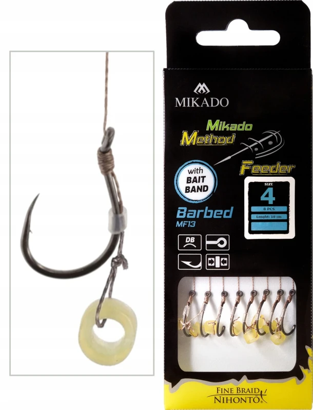 Mikado haczyki 4 MF13 z przyponem do Method Feeder gumka plecionka