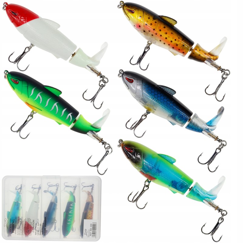 Miracle Fish wobler Popper Flopper zestaw 5 sztuk + pudełko