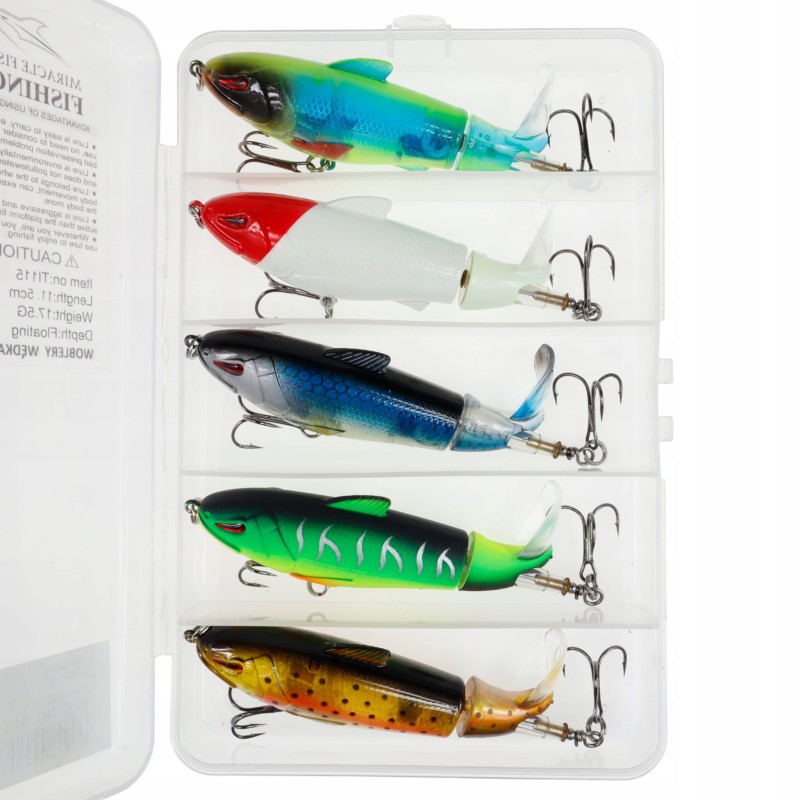 Miracle Fish wobler Popper Flopper zestaw 5 sztuk + pudełko