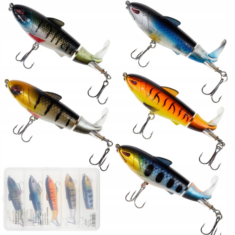 Miracle Fish wobler Popper Flopper zestaw 5 sztuk + pudełko