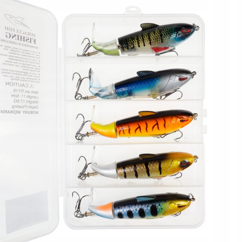 Miracle Fish wobler Popper Flopper zestaw 5 sztuk + pudełko